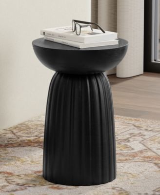 Boyd 13" Mango Wood Solid Stripe Accent Table