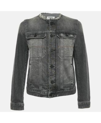 Pre-Owned Zadig & Voltaire Women's Grey Washed Denim Collar Neck Jacket