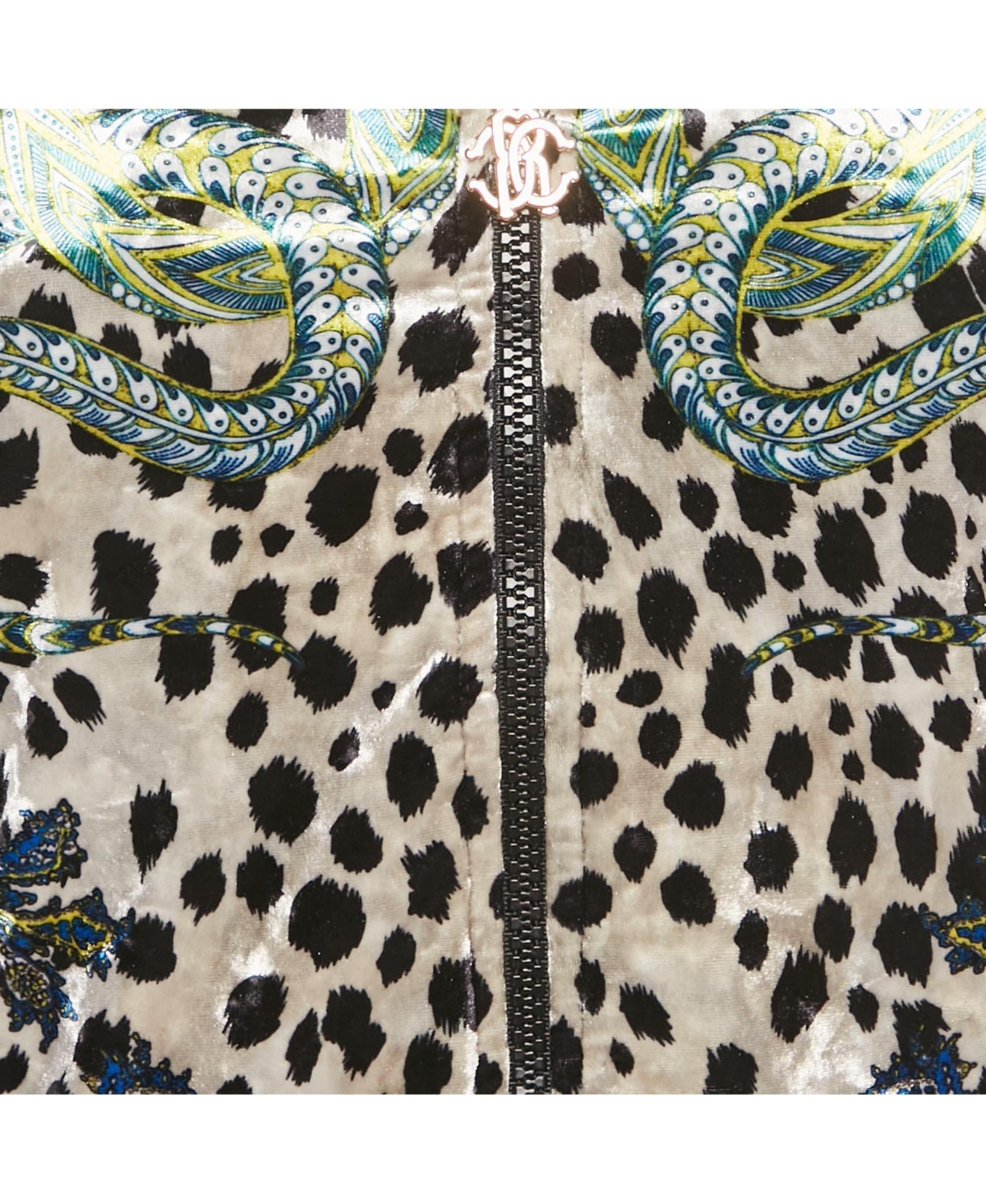 Pre-Owned Roberto Cavalli Women's Gym Multicolor Printed Velvet Zip