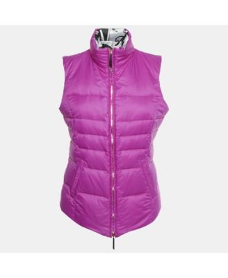 Women's Purple/black Printed Nylon Down Vest
