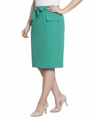 Petite Slim Belted Scuba Crepe Skirt