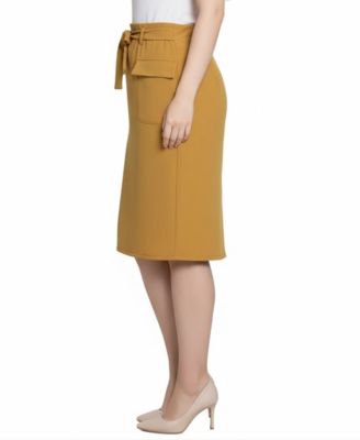Petite Slim Belted Scuba Crepe Skirt