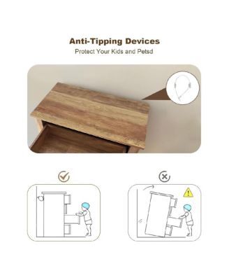 5-Drawer Wood Metal Handles Tall Chest of Drawers