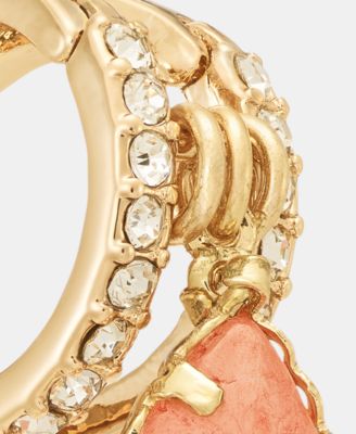 Colored Stone Drop Hoop Earrings