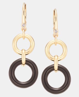 Jet Ring Open Double Drop Earrings