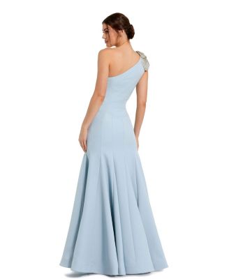 Petite One-Shoulder Gown with Floral Detail