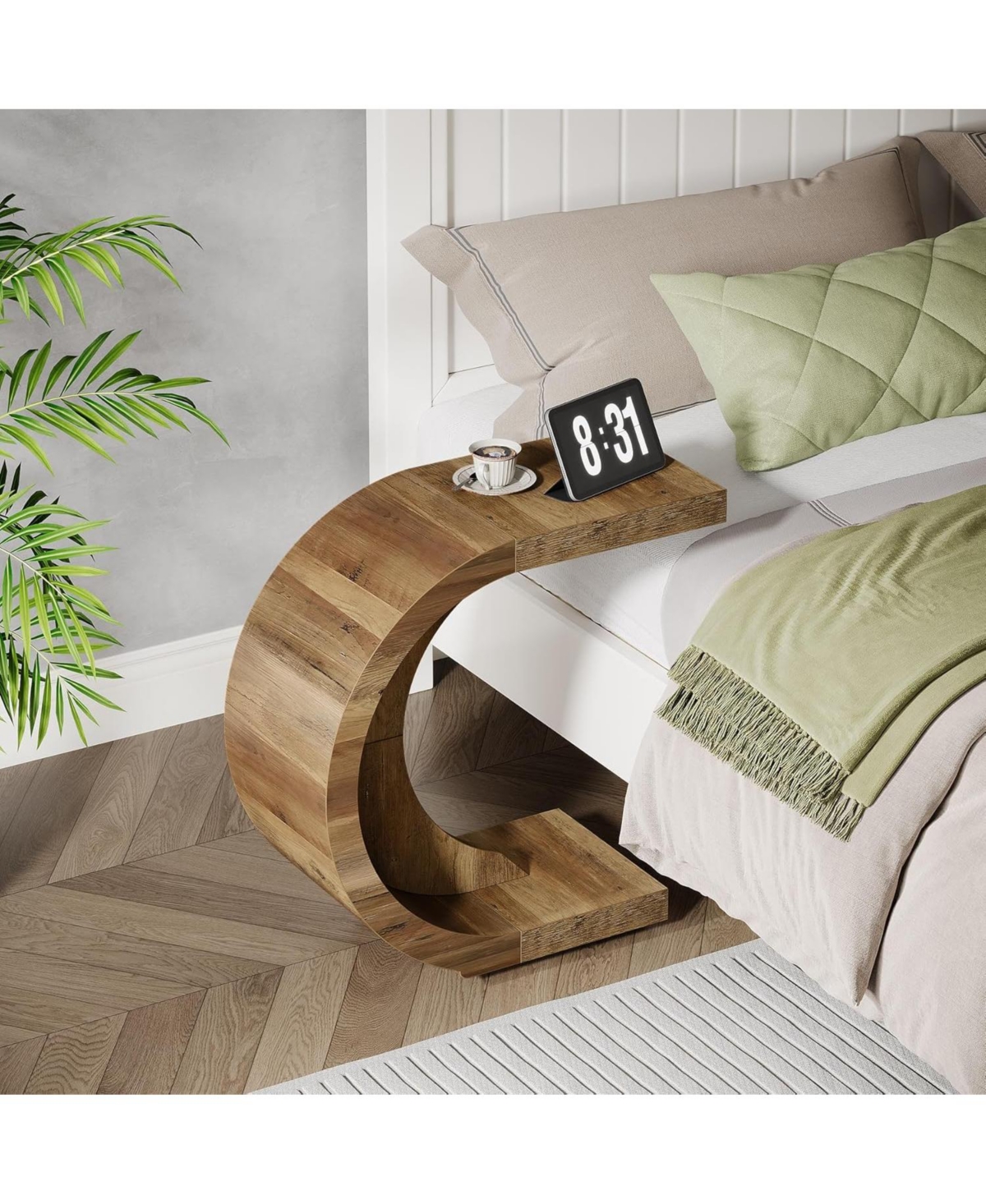 Tribesigns C-Shaped End Table Set of 2, Side Table for Couch Sofa Living Room Bedroom Small Space, Nightstand