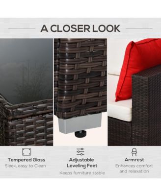 6-Piece Outdoor Patio Rat Wicker Furniture Sofa Set w/ Cushion