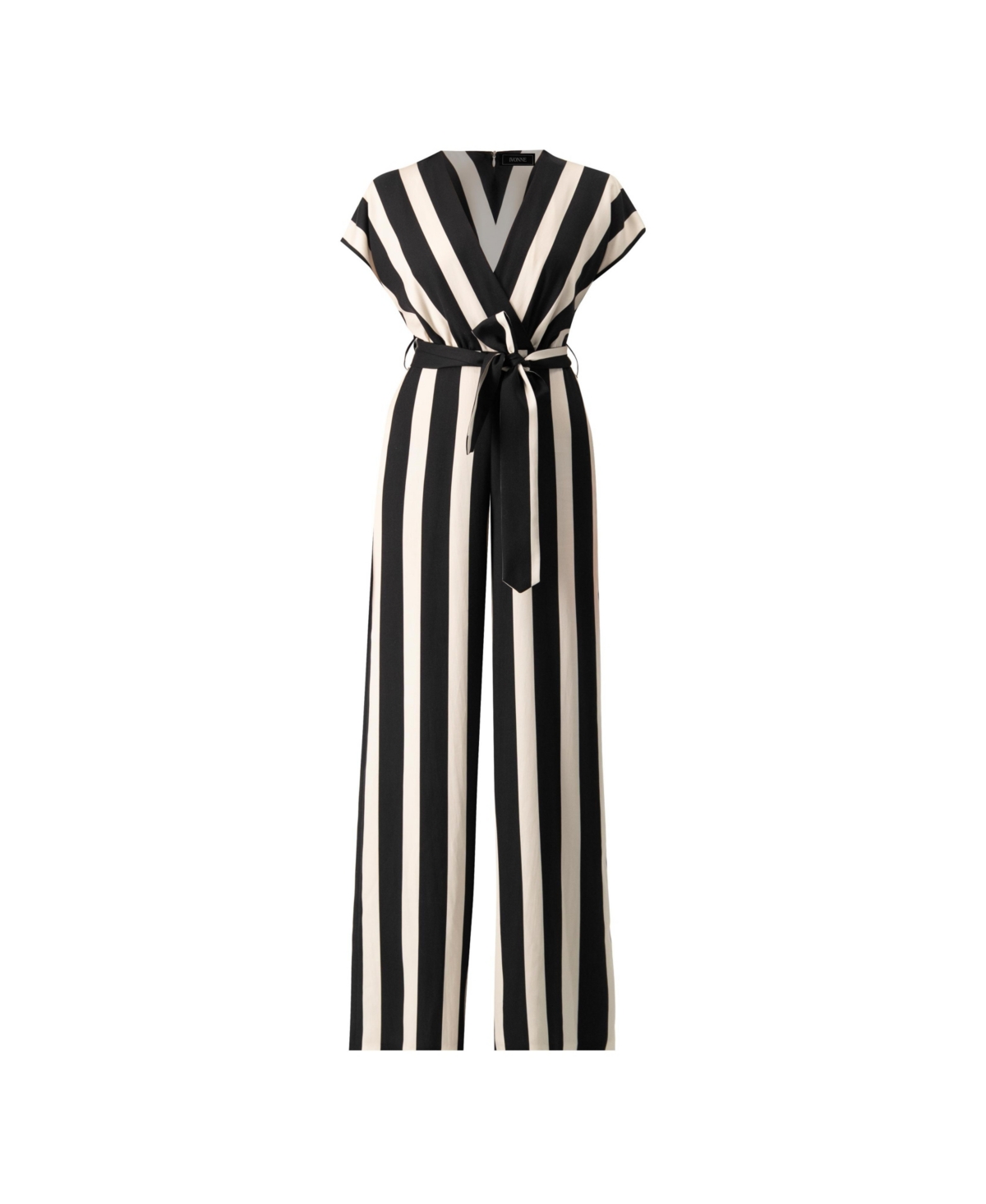 Ivonne Women's Striped V-Neck Jumpsuit with Waist Tie