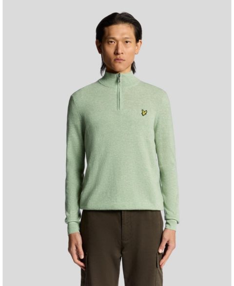 Мужской свитер Lyle & Scott Lambswool Blend Quarter Zip, цвет: Мятный меланжевый