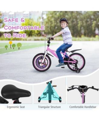 18 Inch Kids Bicycle with Adjustable Handlebar Seat and Safety Brakes Ages 4 to 8