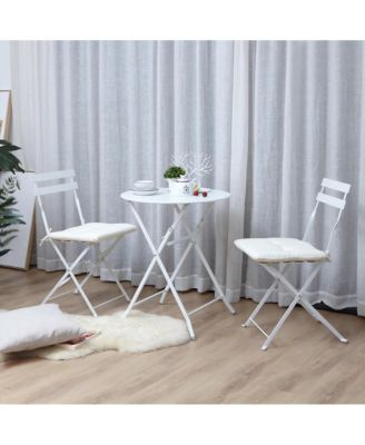 3-Piece Bistro Set, Folding Outdoor Patio Furniture Set with 2 Powder-Coated Steel Chairs & 1 Table