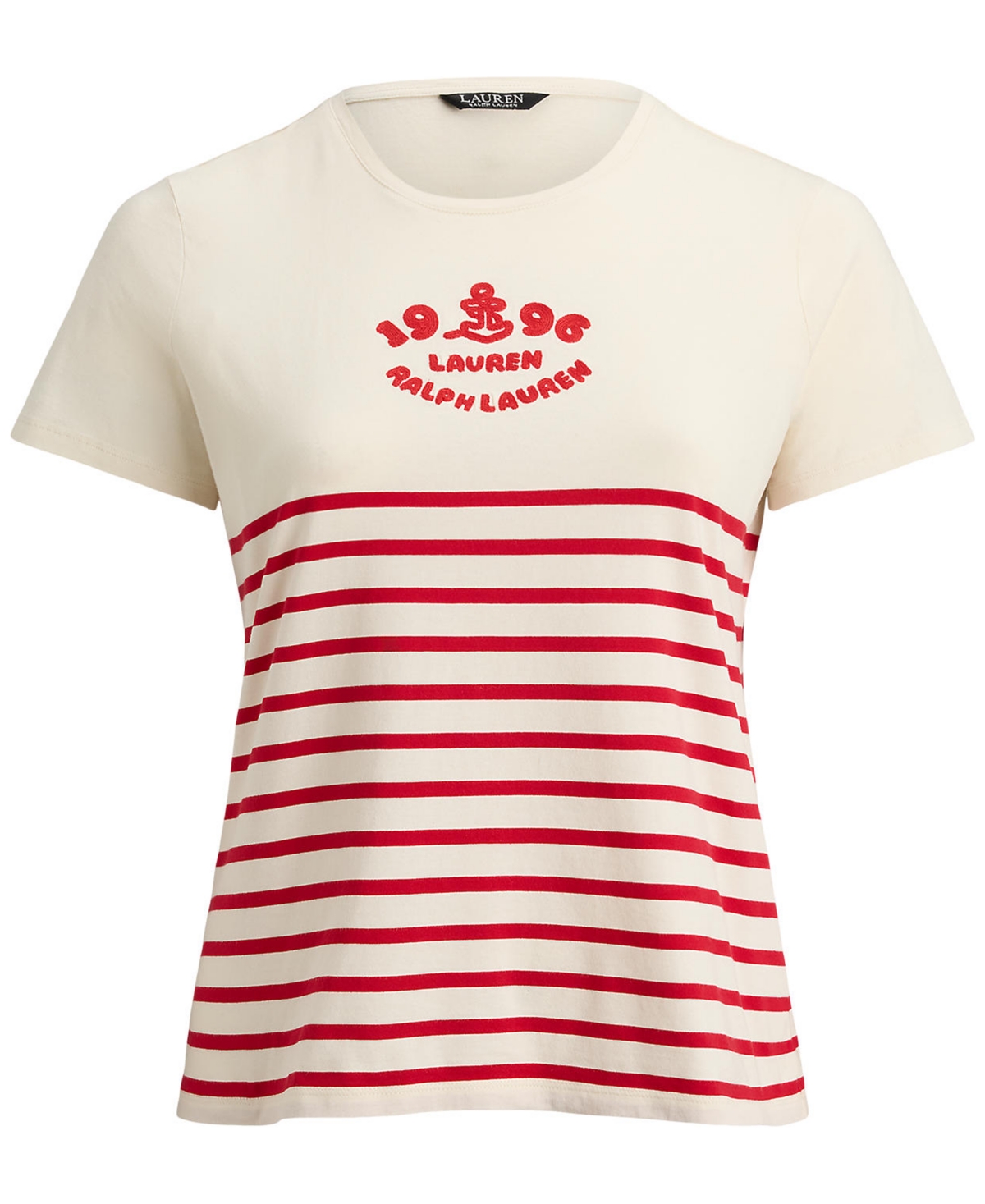 Lauren Ralph Plus Katlin Mascarpone Striped Crewneck T-Shirt