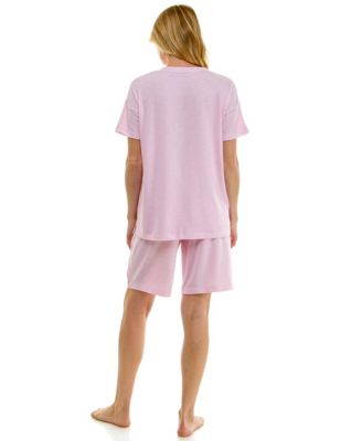 Women's Short-Sleeve Drop Shoulders Top & Shorts, 2-Piece Set