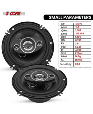 Coaxial Car Door Speakers 6” Pair 500W 4Ohm 2 Way Component Subwoofer Audio w Super Tweeter