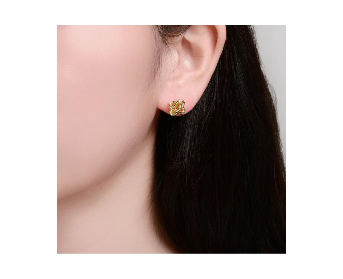 Rachel Glauber Elegant Knot Loop Stud Earrings in 14K Gold Plated