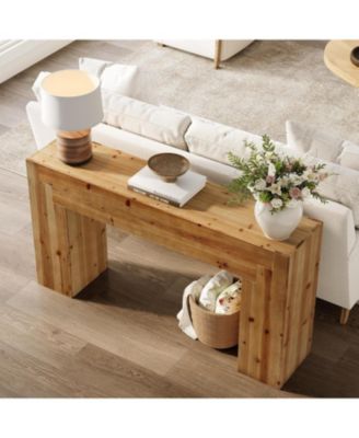 Solid Wood Console Table for Living Room, 62.99-Inch Farmhouse Entryway Table Indoor for Foyer, Hallway