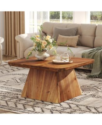 Vintage Solid Wood Coffee Table, 31.5" Square Coffee Table for Living Room, Classic Living Room Center Tables, Brown