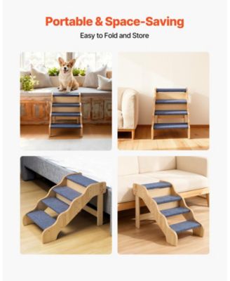4-Step Wooden Pet Stairs for High Beds, Sofa, or Car, Non-Slip Surface, 150 lb Capacity