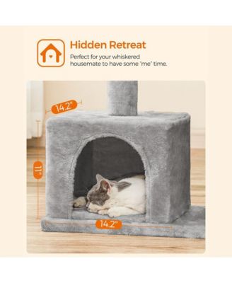 39.8-Inch Cat Tower for Extra Large Cats up to 44 lb: Large Perch, 2 Cat Caves, Scratching Posts