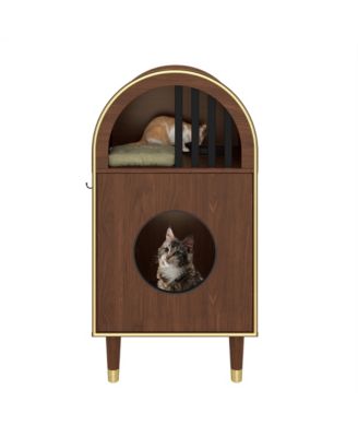 37.4" Cat Litter Box Enclosure Furniture, 2-in-1 Hidden Bed with Storage,Brown