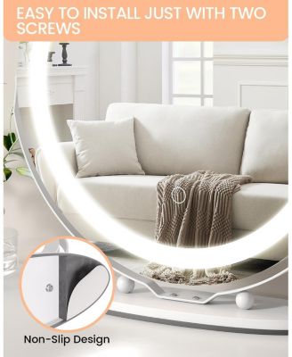 19 in Vanity Mirror with Led Lights, Large Round Makeup Mirror with Touch Control and 3 Color Lighting Modes