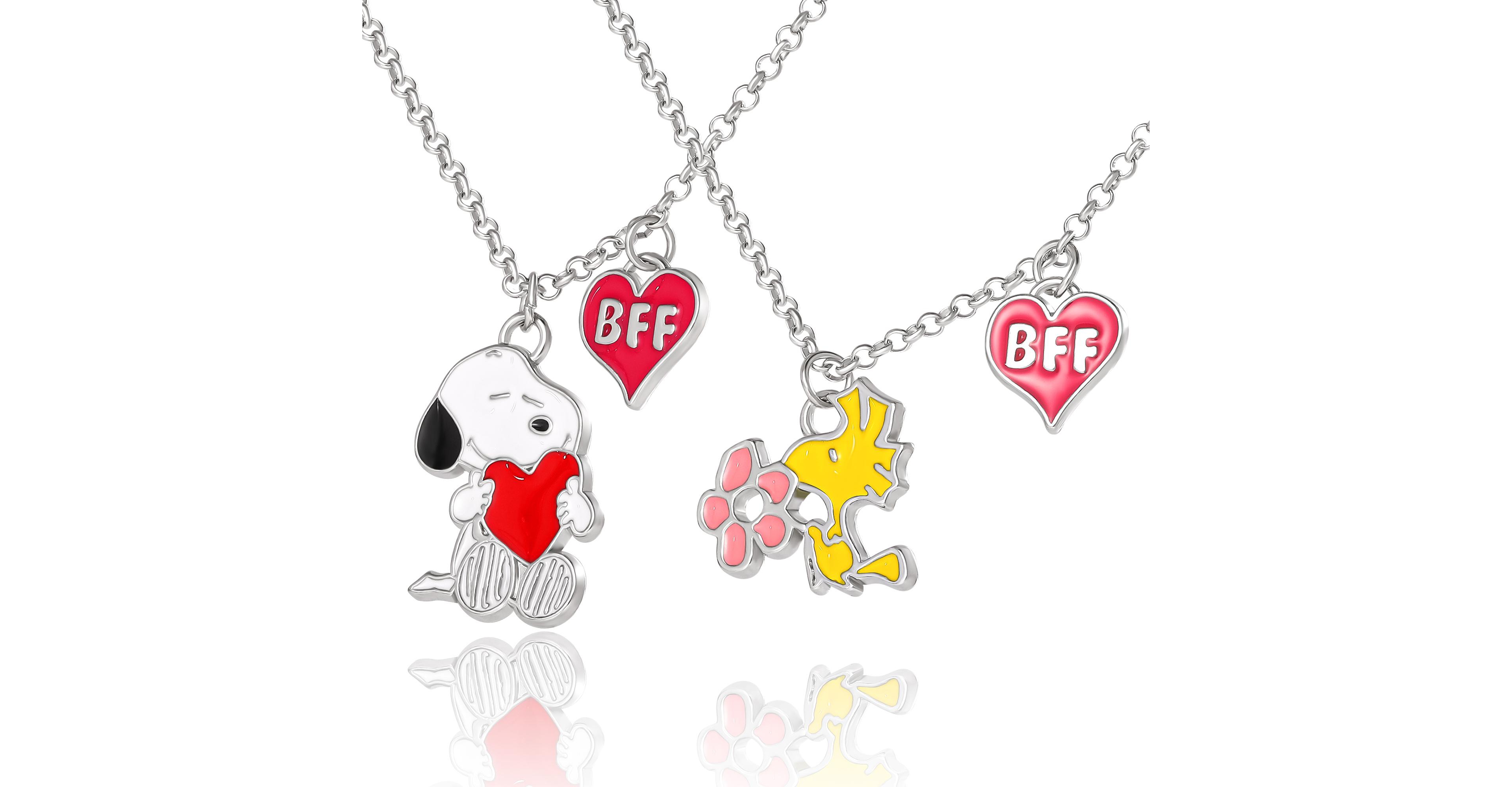 Peanuts Snoopy Woodstock Bff 2 Piece Necklace Set 16" Officially Licensed
