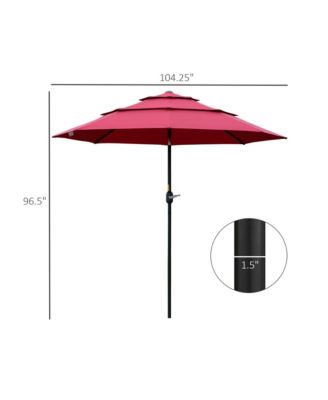 Outsunny 9FT 3 Tiers Patio Umbrella Outdoor Market Umbrella with Crank, Push Button Tilt for Deck, Backyard and Lawn