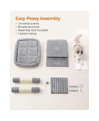 39.8-Inch Cat Tree with Large Perch and 2 Cat Caves, Scratching Posts, Anti-Tip Kit, Indoor Use