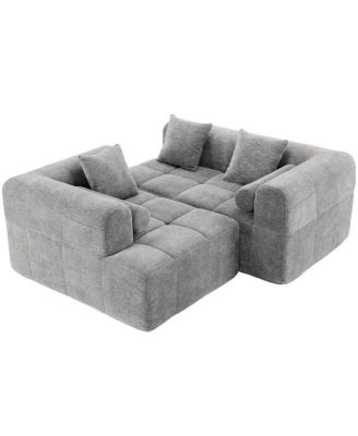 101.2" Light Gray Modular Sectional Sofa with Deep Seating & Side Pockets