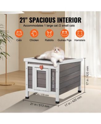 Weatherproof Outdoor Cat House Shelter with PVC Door Flaps and Open Roof