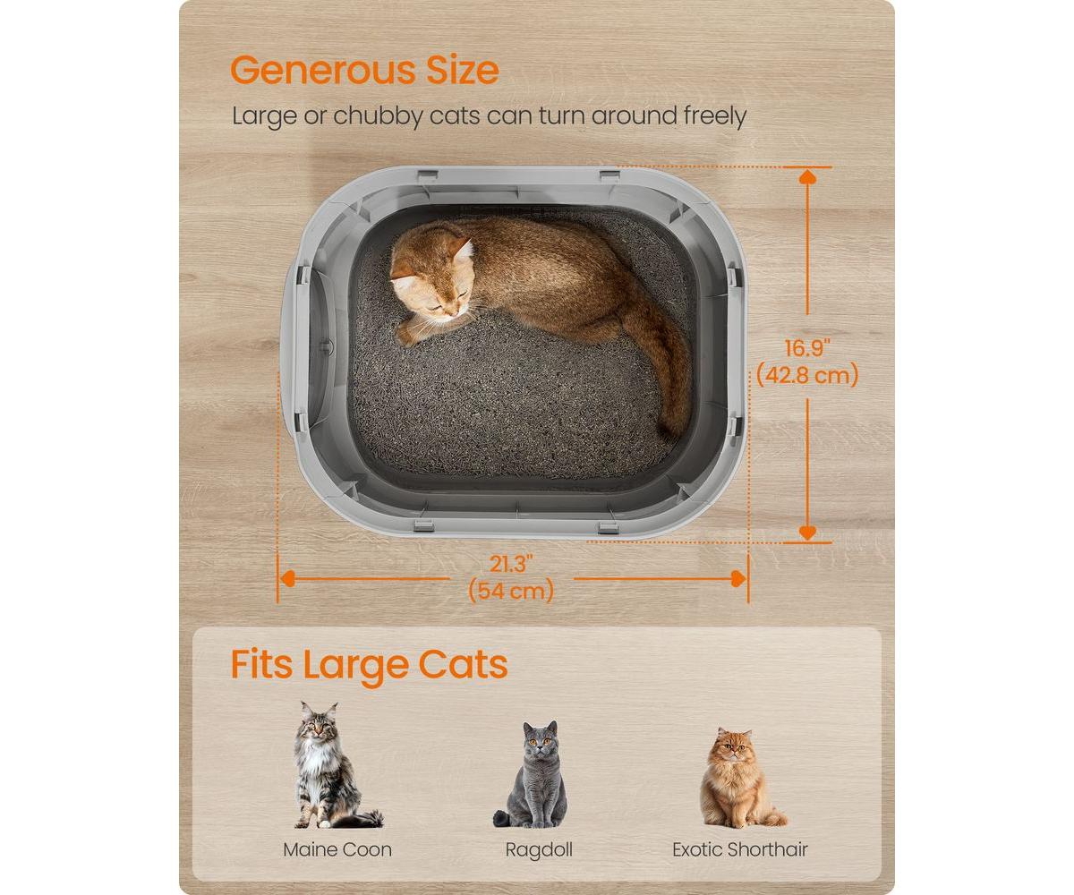 Cozito Xl Enclosed Cat Litter Box with Slide-Out Tray, Grate Top, Leak-Resistant Base, 3-Mode Door