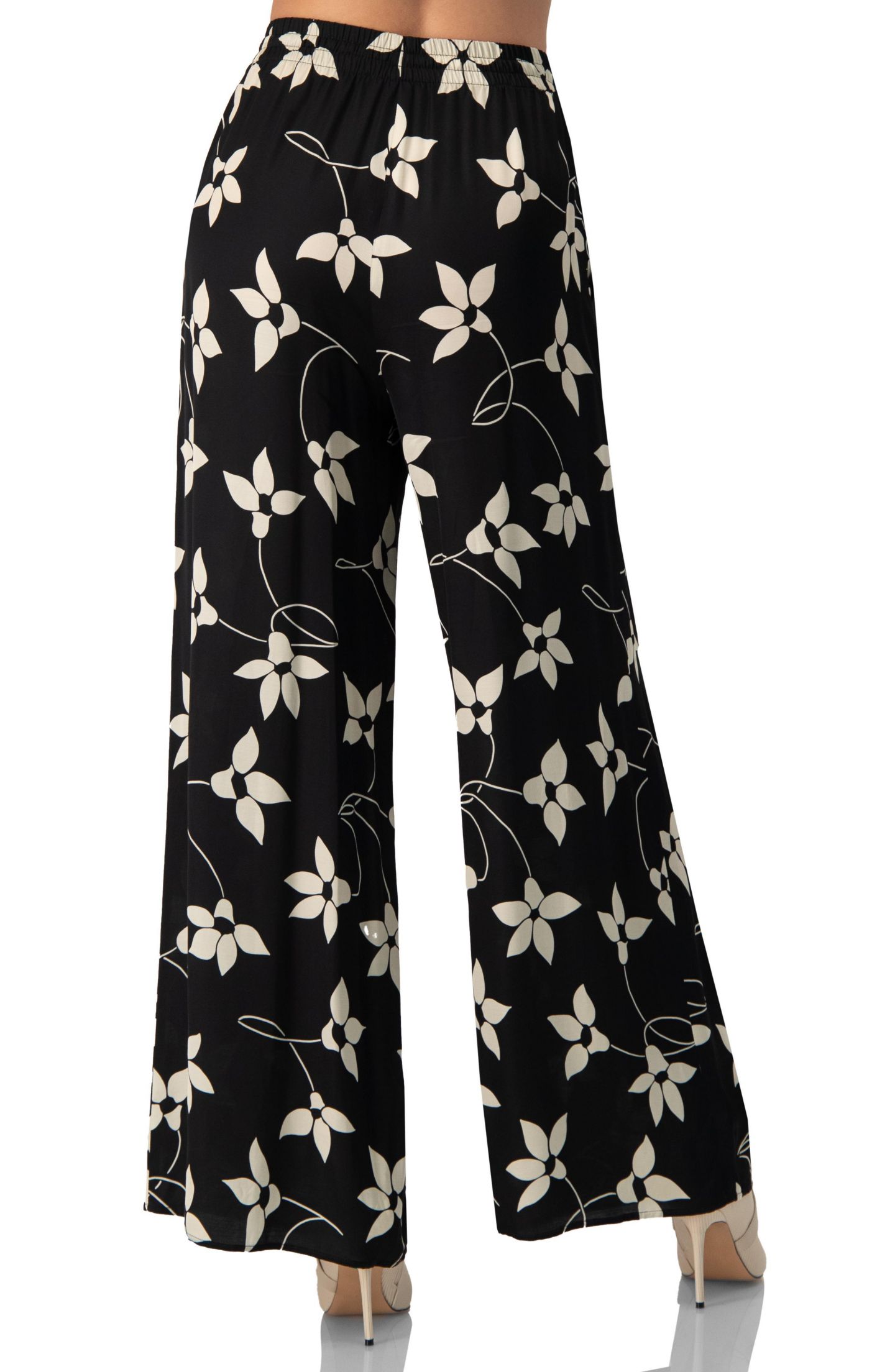 Женские брюки Ivonne Wide-Leg Floral Print with Pockets, цвет: Чёрный — фото 2