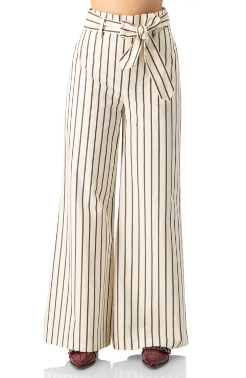Женские брюки Ivonne Striped Bow-Belted Wide-Leg, цвет: Натуральный