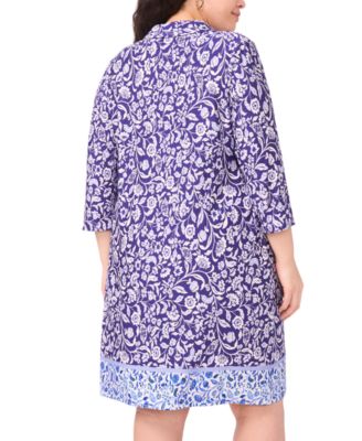 Plus Size Collared Neck Zip-Front Dress