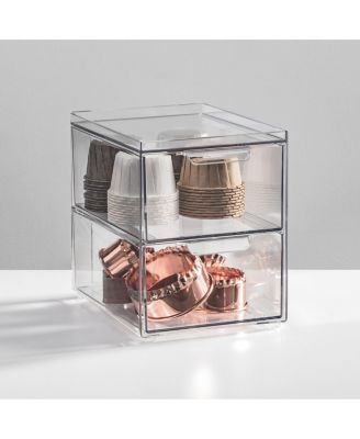 2-Drawer Stackable Organizer for Kitchen or Pantry - Set of 2 - Clear