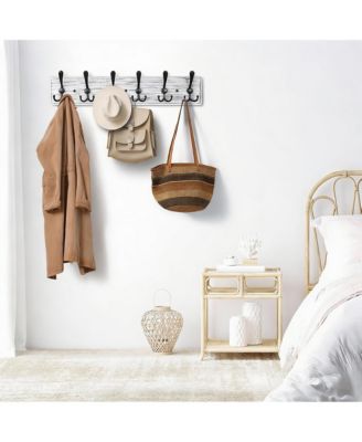 Wooden Wall Coat Rack with 8 Hooks for Hats Coats