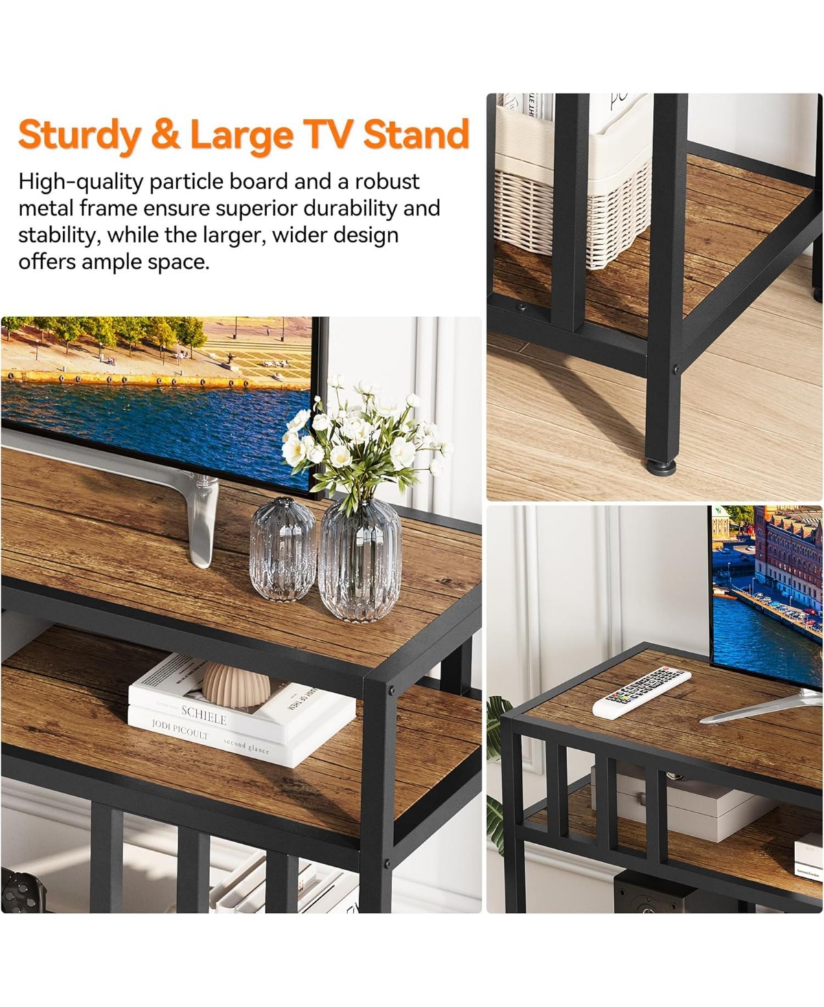 gaomon Tv Stand for up to in, Entertainment Center with Open Storage Shelves, Media Console Table