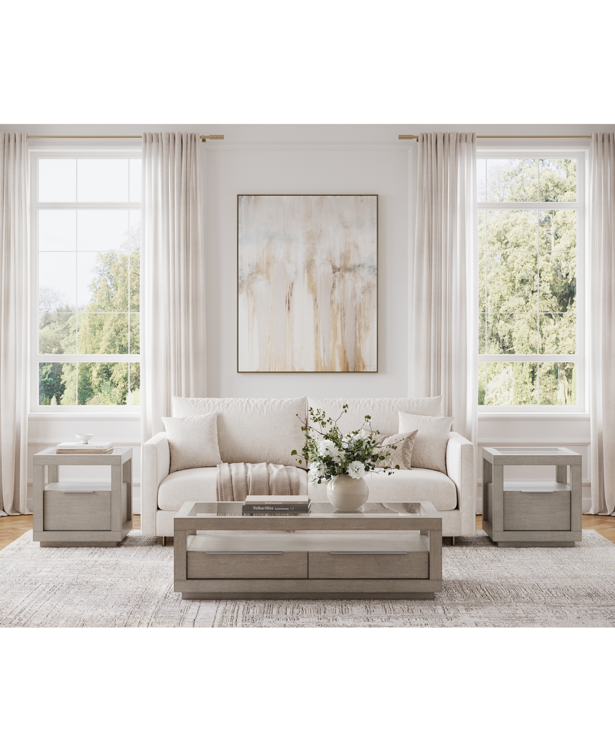 Tivie 3-Pc. Wood Modern Coffee and End Table Set