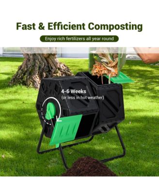 Dual Chamber Compost Tumbler Outdoor Rotating Chamber Compost Bin 34.5 Gallon