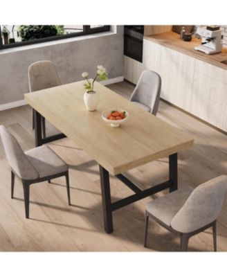 Kitchen Table Industrial Dining Table for 4-6 People 63 in Long Wooden Kitchen Table