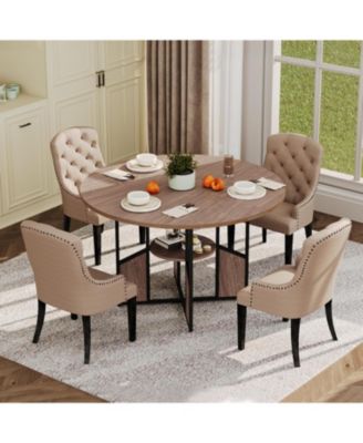 Kitchen Table 47 Inch Round Dining Table for 4-6 Person Farmhouse Kitchen Table