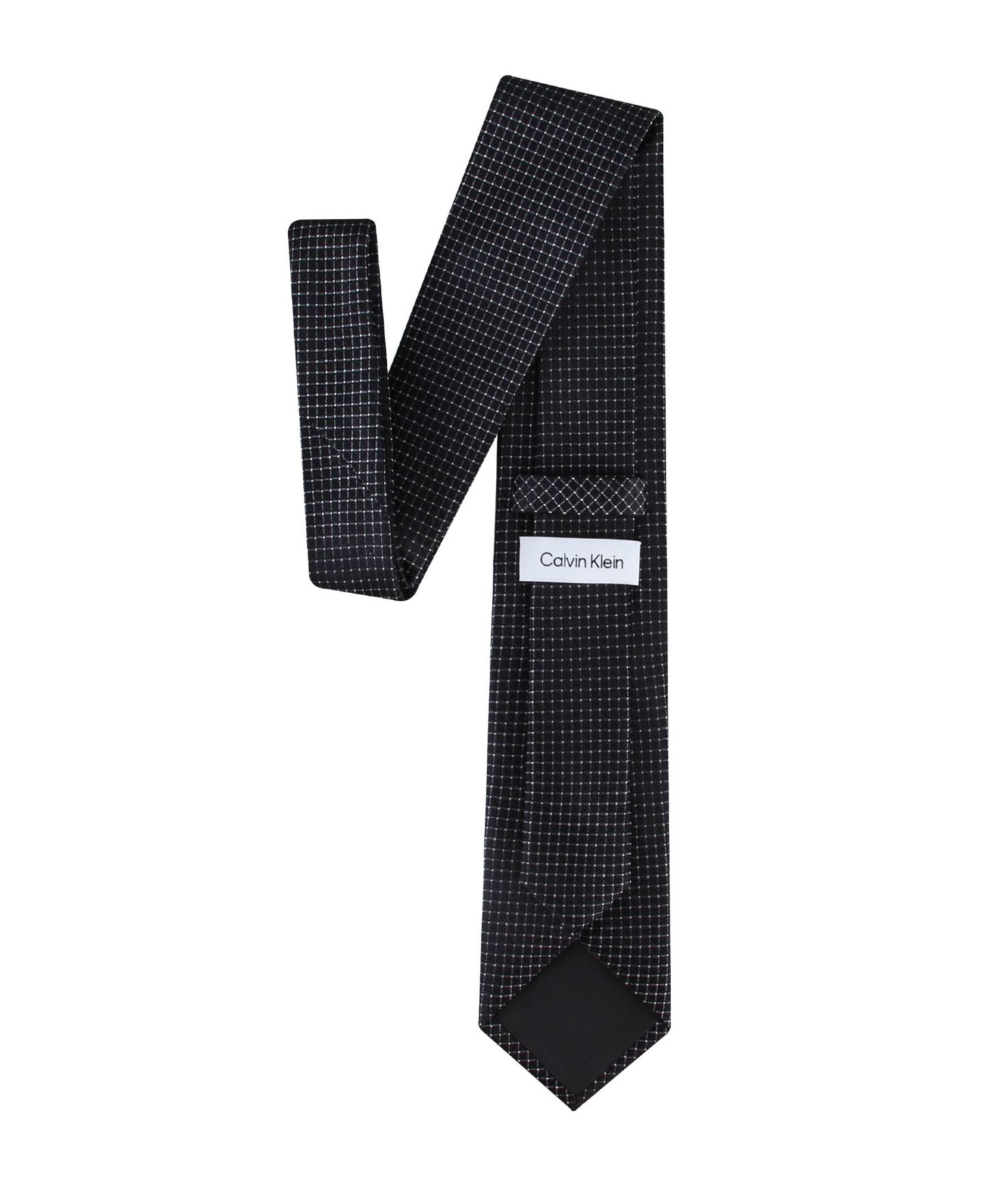 Мужской галстук Calvin Klein Grid Pattern Silk Tie, цвет: Чёрный — фото 5