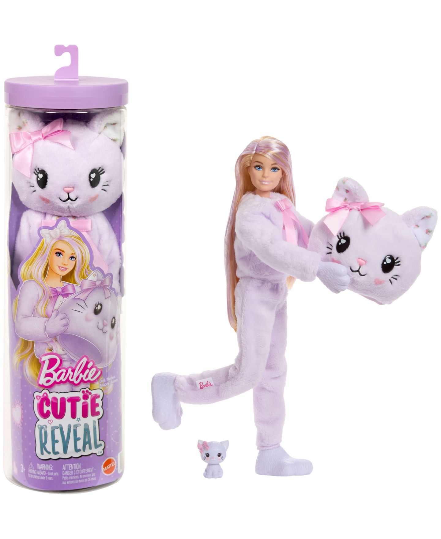 Детская кукла Barbie Cuddly Series Kitten Color-Change Fashion Doll with Mini Pet, Ages 3+ — фото 1