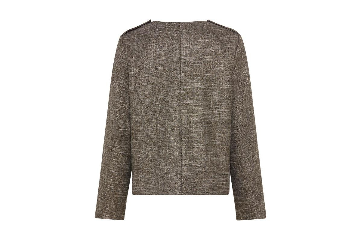 Olsen Women's Collarless Sparkle Jacket with Gold Buttons