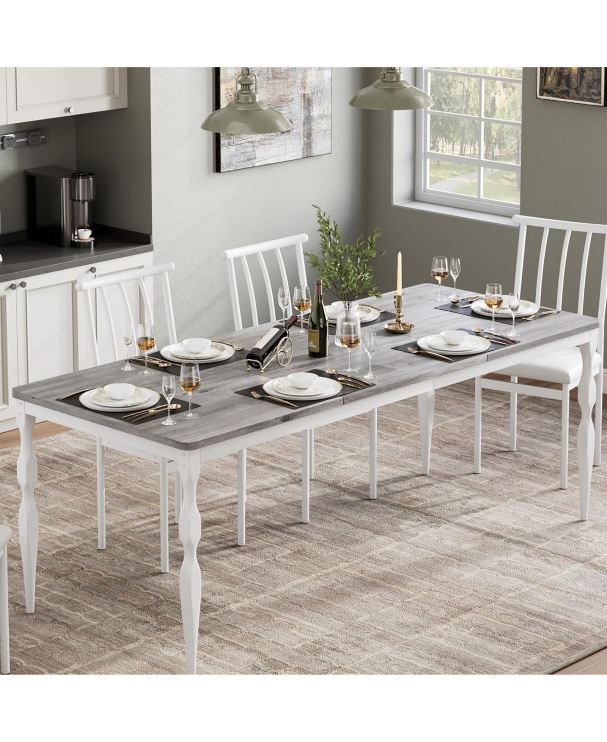 Gaomon Kitchen Table 71 Inch Farmhouse Dining Table for 6-8 People Rectangular Wood Kitchen Table for Dining Room, Home Office