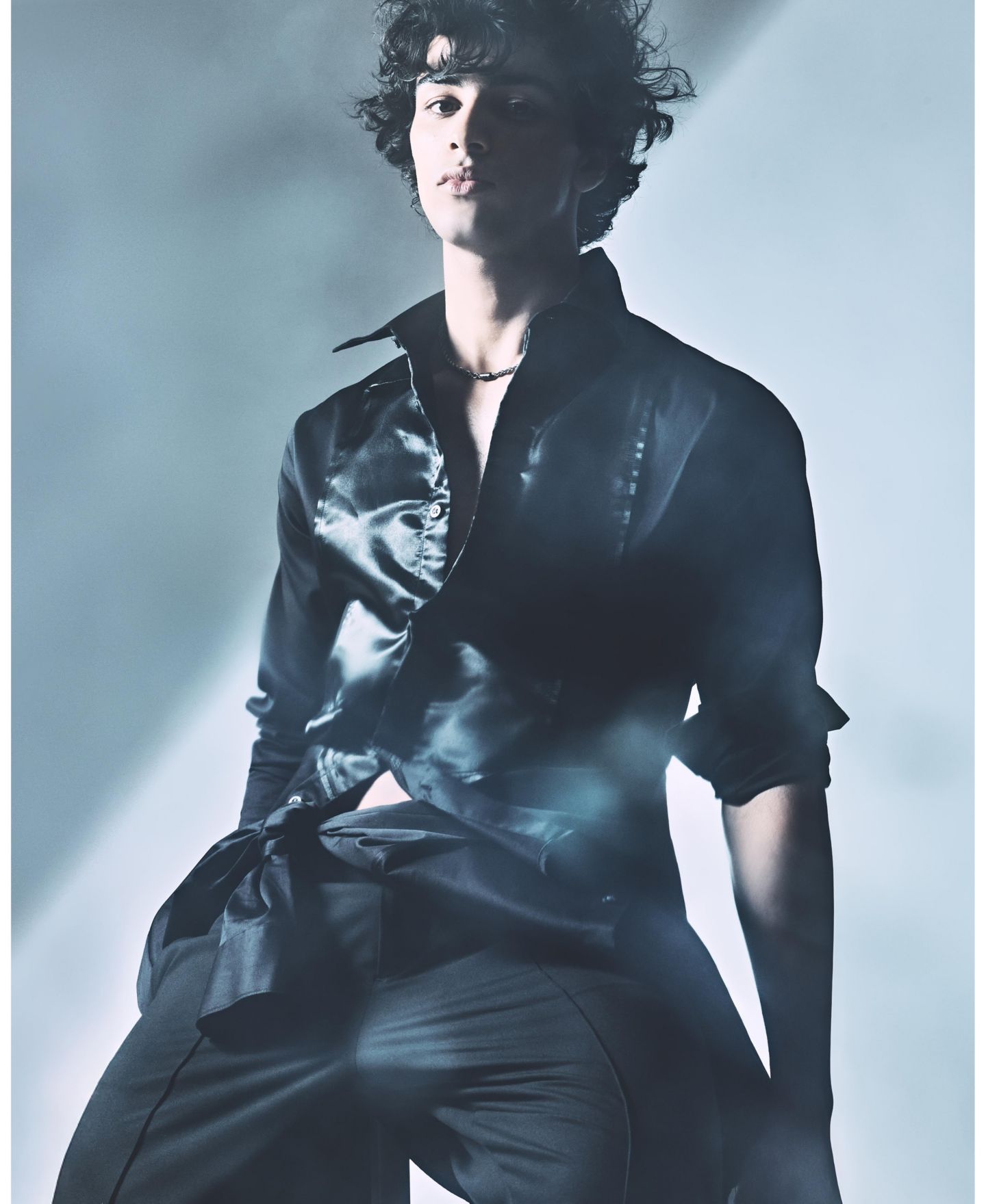Мужская рубашка A|X Armani Exchange Night Lab Satin Box Woven, цвет: Чёрный — фото 8