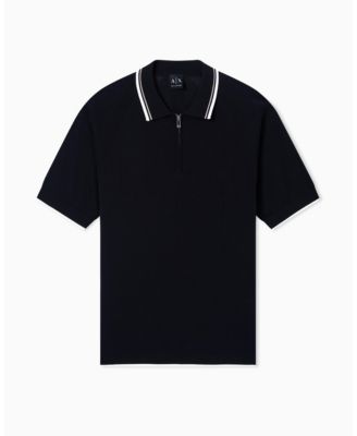 Men's Short Sleeve Zip Polo with Tipping Sweater