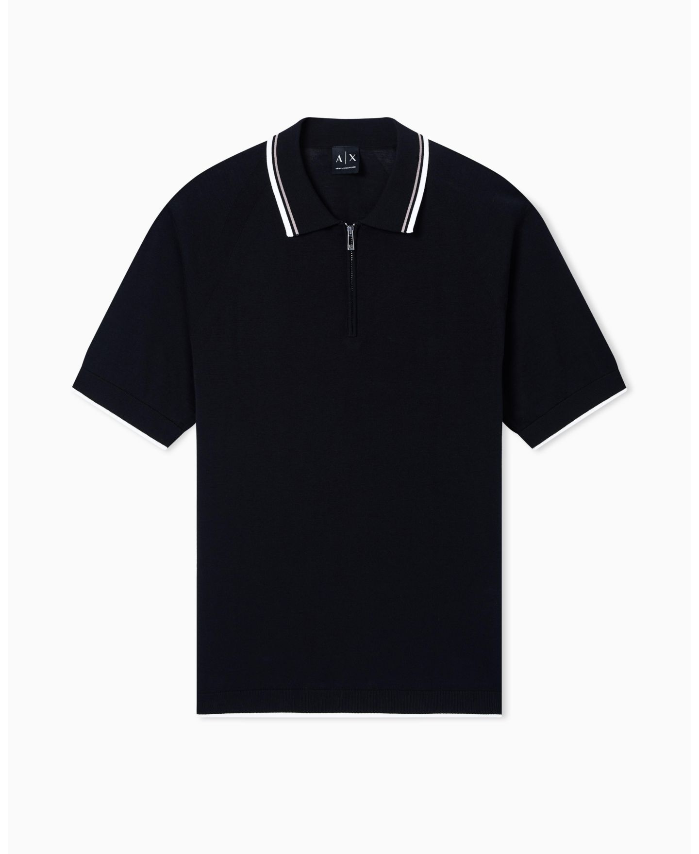 Мужская рубашка A|X Armani Exchange Short Sleeve Zip with Tipping Polo Shirt, цвет: Чёрный — фото 5