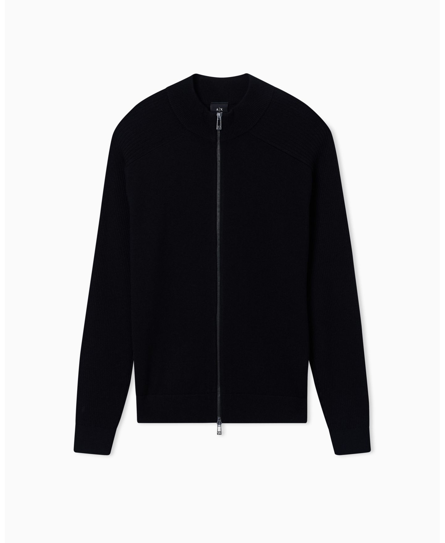 Мужской кардиган A|X Armani Exchange Ribbed Full Zip Cardigan, цвет: Чёрный — фото 7